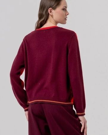Pull � col Redodno avec contrastes Rojo