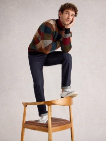 Pull col rond à damier Tartan