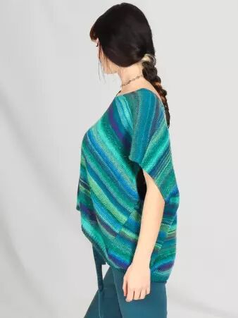 Pull col V oversize sans manche Lagon