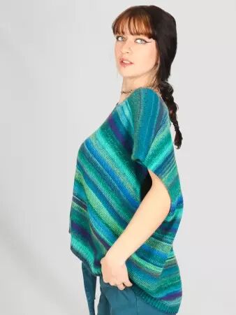 Pull col V oversize sans manche Lagon