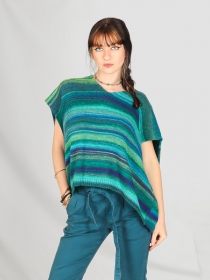 Pull col V oversize sans manche Lagon