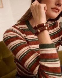Pull c&ocirc;tel&eacute; ray&eacute; choco, &eacute;cru et kaki