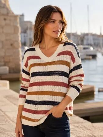Pull cricket crochet marine