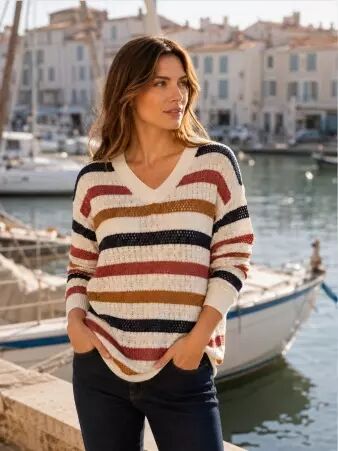 Pull cricket crochet marine