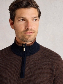 Pull en merino col camionneur Brun