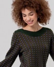 Pull jacquard col bateau Kaki