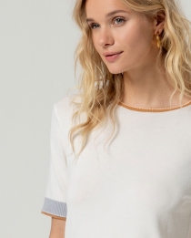 Pull manches courtes col rond blanc