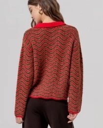 Pull polo festonn&eacute; Rojo