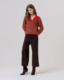 Pull polo festonn&eacute; Rojo