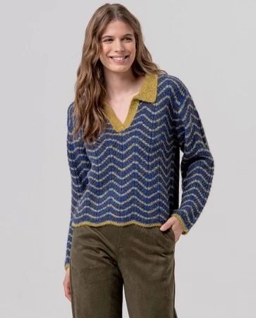 Pull polo festonn� Verde