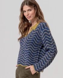 Pull polo festonn&eacute; Verde