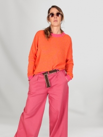  Pull ray&eacute; rose orange