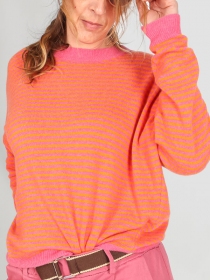  Pull ray&eacute; rose orange