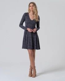 Robe courte avec encolure en V Bleu
