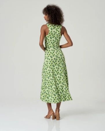 Robe longue bretelles drap�es aloe vert