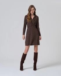 Robe longue midi avec encolure en V et fronces Noir