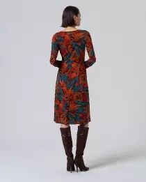 Robe midi avec fronces &agrave; la taille Terracotta