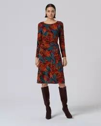 Robe midi avec fronces &agrave; la taille Terracotta