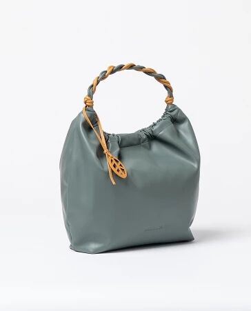 Sac d\'�paule souple avec poign�e bicolore Bleu acier