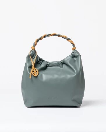 Sac d\'�paule souple avec poign�e bicolore Bleu acier