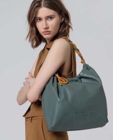 Sac d\'�paule souple avec poign�e bicolore Bleu acier