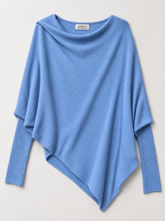 Sweat asymetrique touch� cachemire bleu glacier