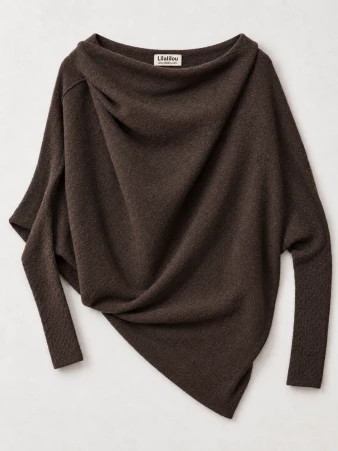 Sweat asymetrique touch� cachemire Choco