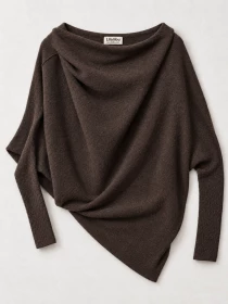 Sweat asymetrique touch&eacute; cachemire Choco