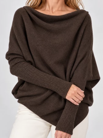 Sweat asymetrique touch� cachemire Choco