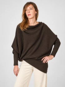Sweat asymetrique touch� cachemire Choco