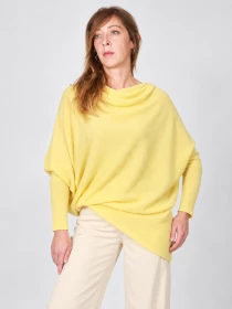 Sweat asymetrique touch&eacute; cachemire Jaune pale