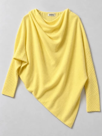 Sweat asymetrique touch� cachemire Jaune pale