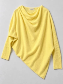 Sweat asymetrique touch&eacute; cachemire Jaune pale