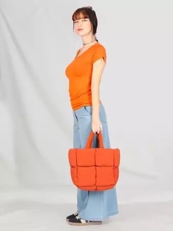 T-shirt basic col V Curcuma