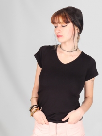 T-shirt basic col V Noir