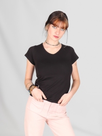 T-shirt basic col V Noir