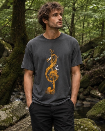 T Shirt Clef de sol v�g�tale Gris