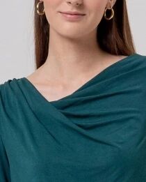 T-shirt col asym&eacute;trique Verde Botella