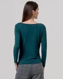 T-shirt col asym&eacute;trique Verde Botella