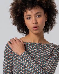 T-shirt col bateau Vert bouteille