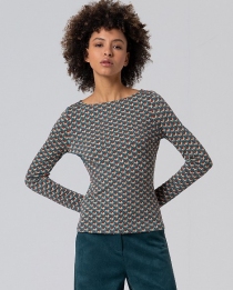 T-shirt col bateau Vert bouteille