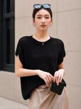 T-shirt crochet noir