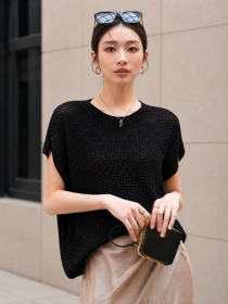 T-shirt crochet noir