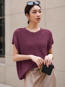 T-shirt crochet prune
