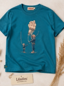 T Shirt Diver Jelly Fish Bleu lagoon