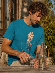 T Shirt Diver Jelly Fish Bleu lagoon