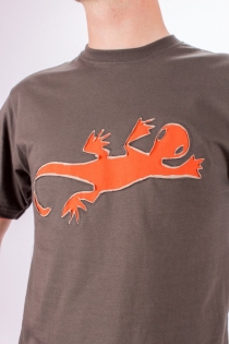 T-shirt Lazy Gecko Fond Brun design Orange & Beige