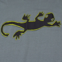 Tee shirt Lazy Gecko Fond Gris design Noir & Lime