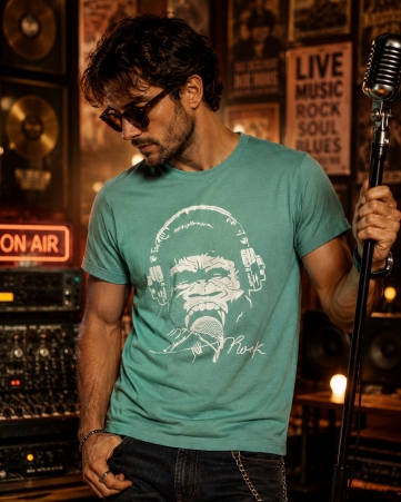 T-shirt Monkey roll vert d\'eau