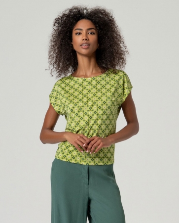 T-shirt sans manches col bateau vert